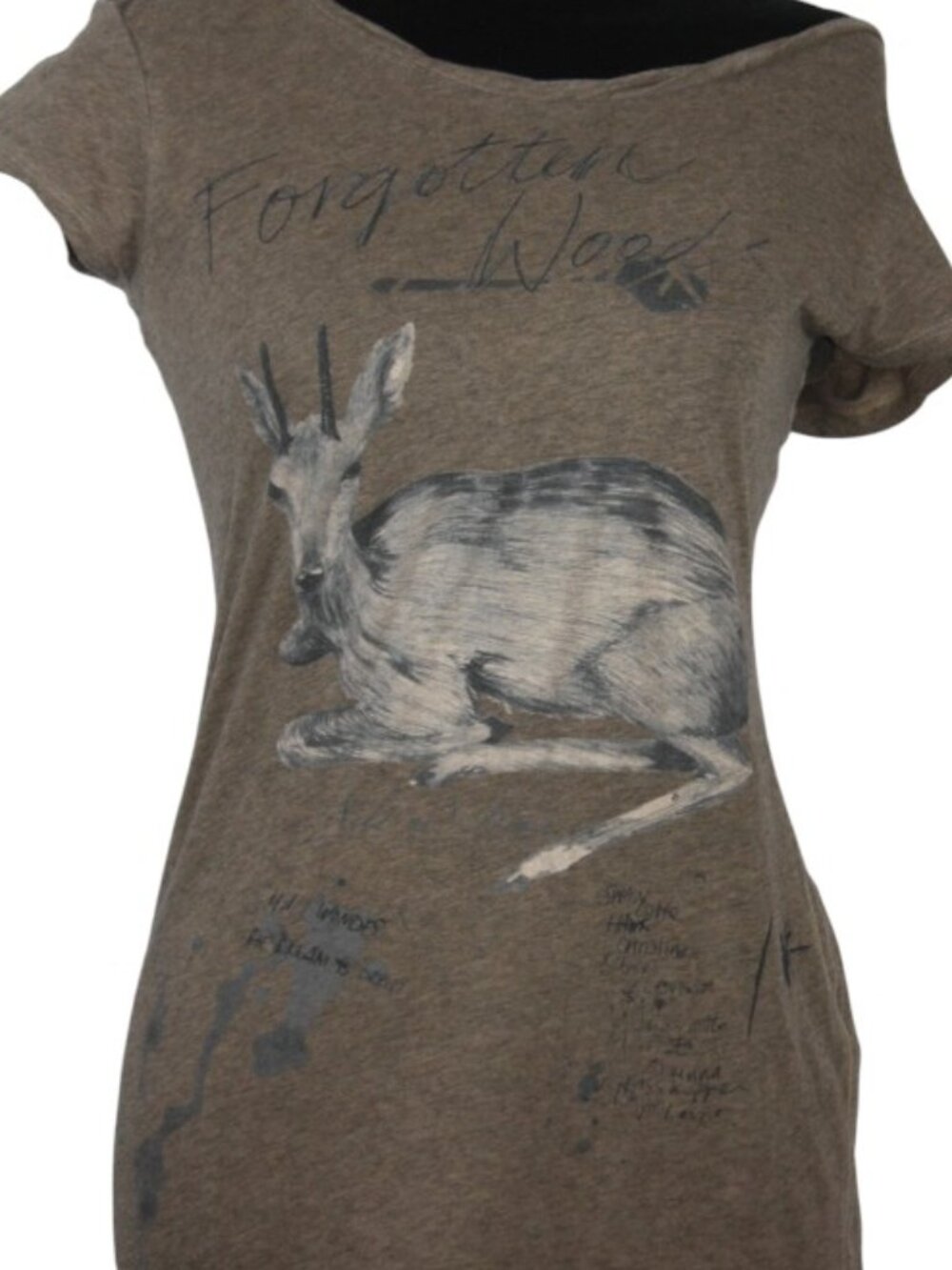 All Saints Brown Short Sleeve Graphic T-Shirt Size 10 - Picture 3 of 5